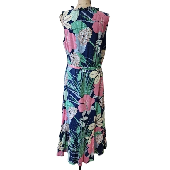 Talbots Floral Hibiscus Ruffle Sleeveless Maxi Dress - 14 - Picture 6 of 10